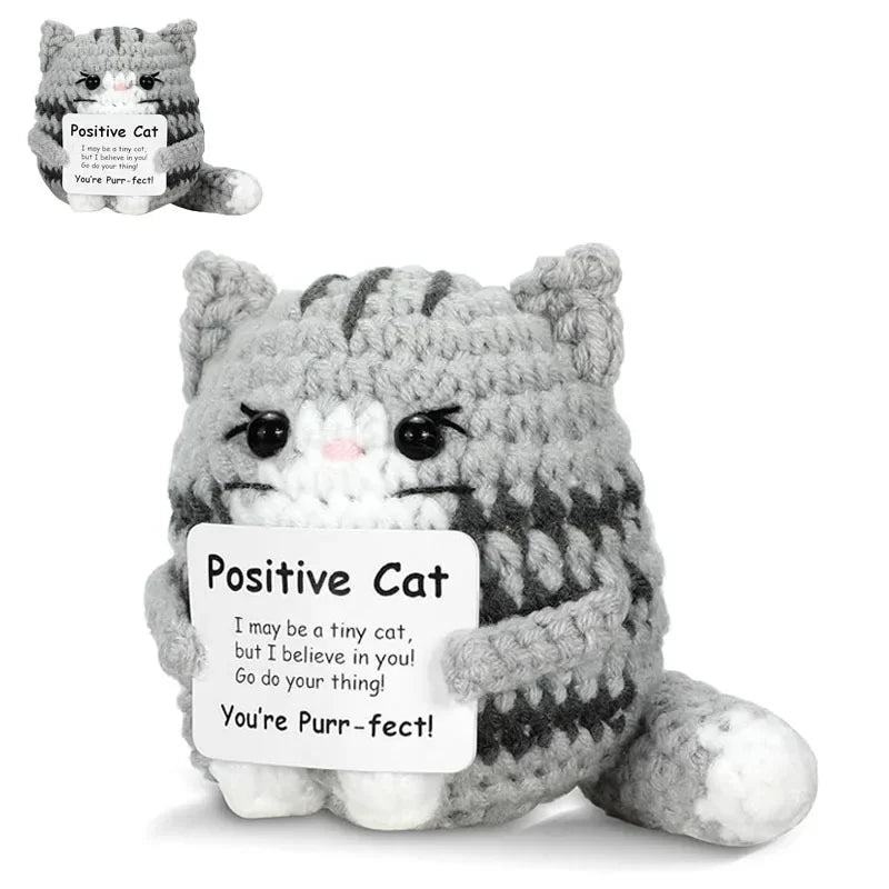 Pawsitive Energy Cat – Mini Crochet Companion with Card