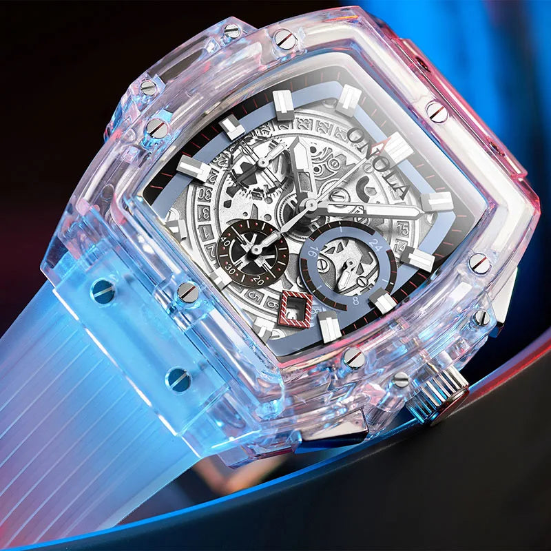 Transparente Kunststoff wasserdichte Luxusuhr Männer und Frauen Marke ONOLA Faionsh Quarz Silikon Männer Uhren Relojes Para Hombre
