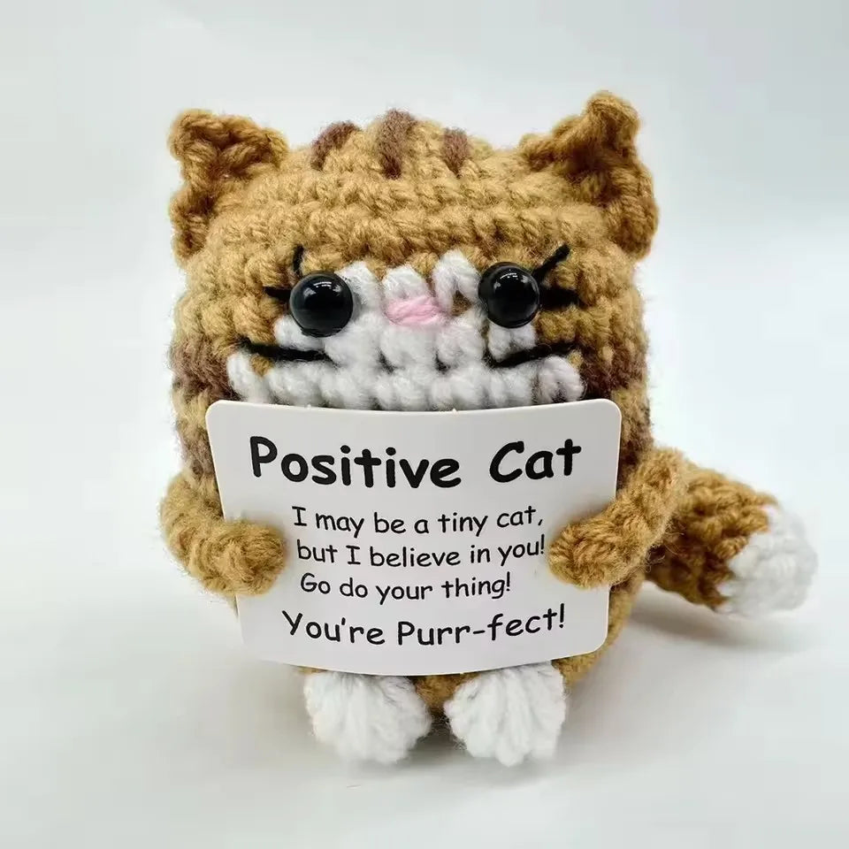 Pawsitive Energy Cat – Mini Crochet Companion with Card
