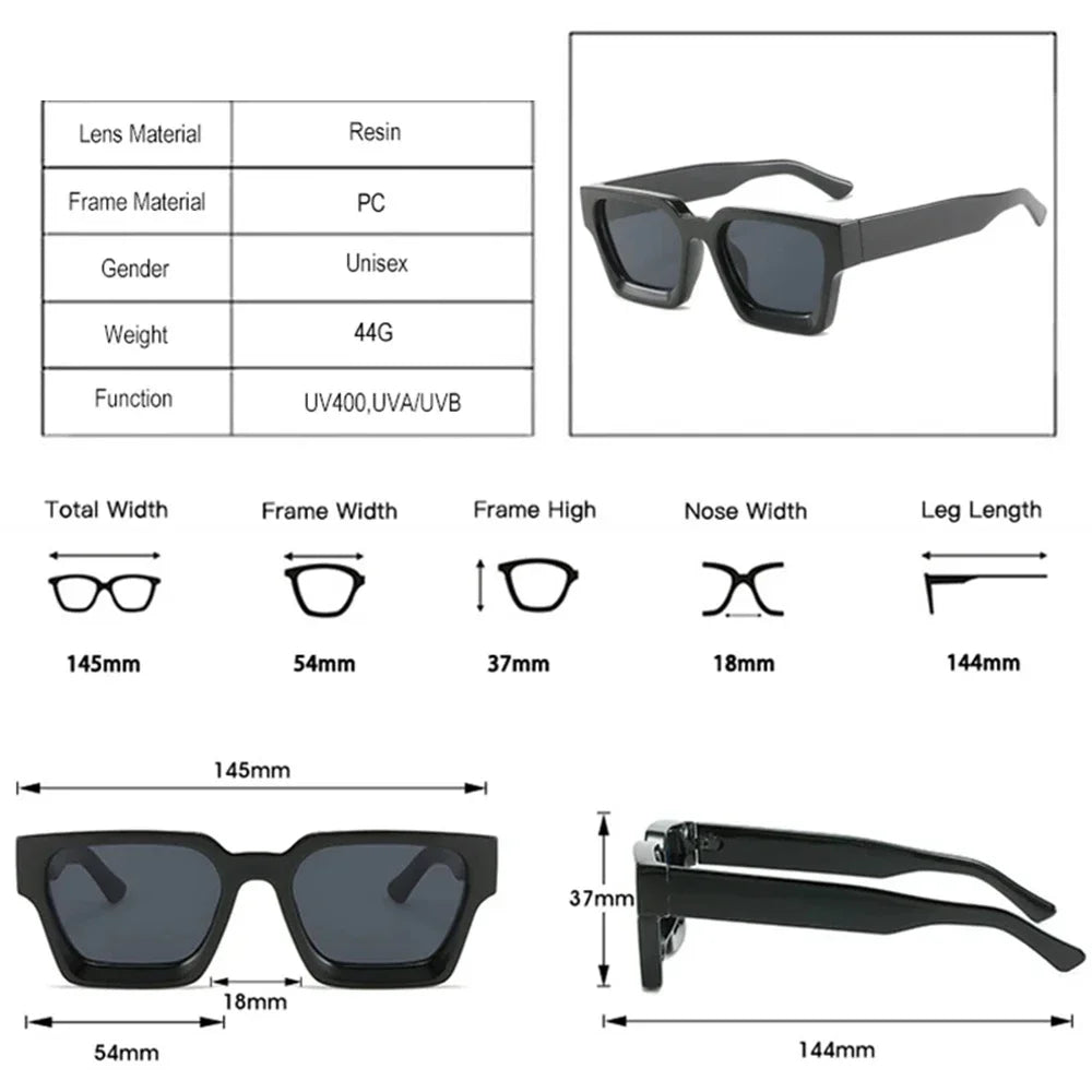 JNPCXI Retro Square Sunglasses – UV400 Gradient Unisex Shades
