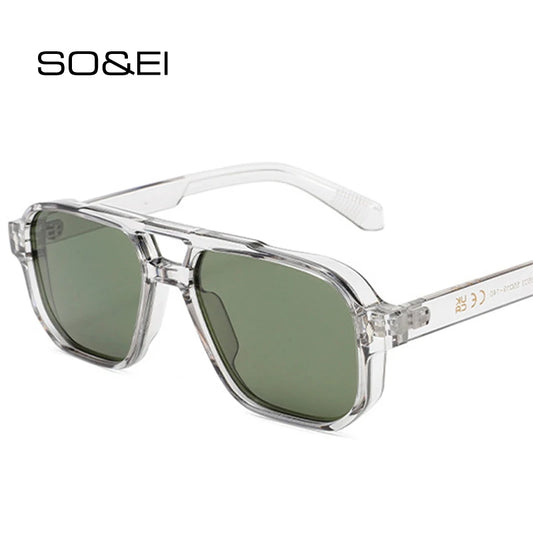 SO&EI Double Bridge Fashion Sunglasses – Square UV400 Unisex Retro Shades