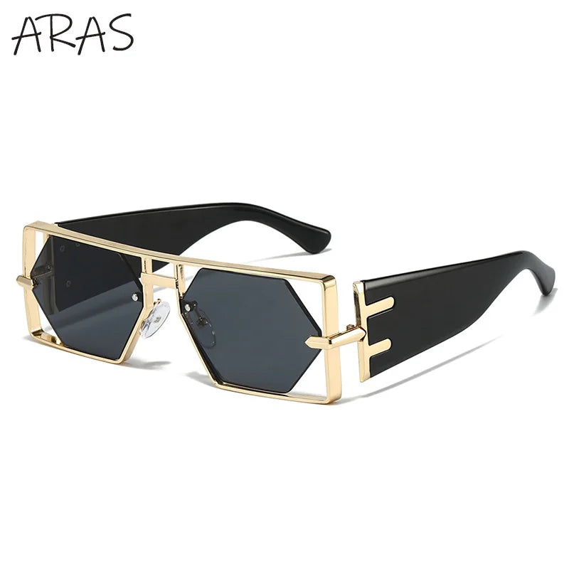 Steampunk Rectangle Sunglasses Women 2025 UV400 Shades
