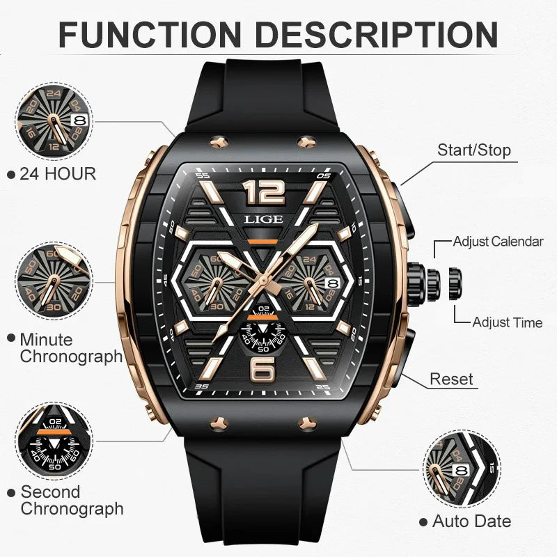 Relogio Masculino LIGE: Luxury Men's Quartz Watch