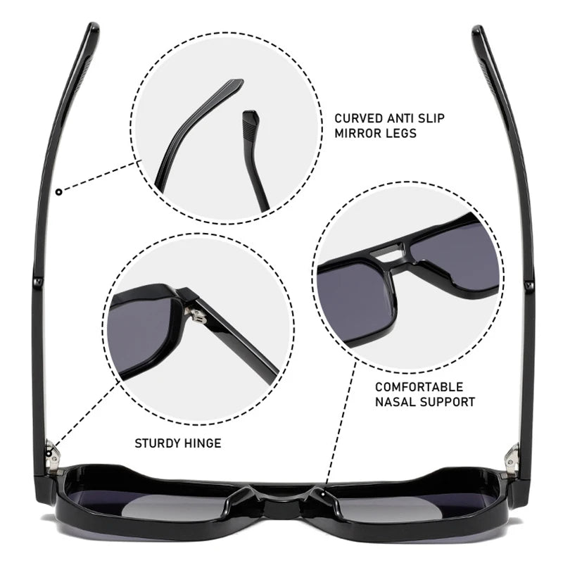 SO&EI Double Bridge Fashion Sunglasses – Square UV400 Unisex Retro Shades
