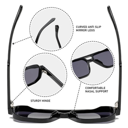 SO&EI Double Bridge Fashion Sunglasses – Square UV400 Unisex Retro Shades