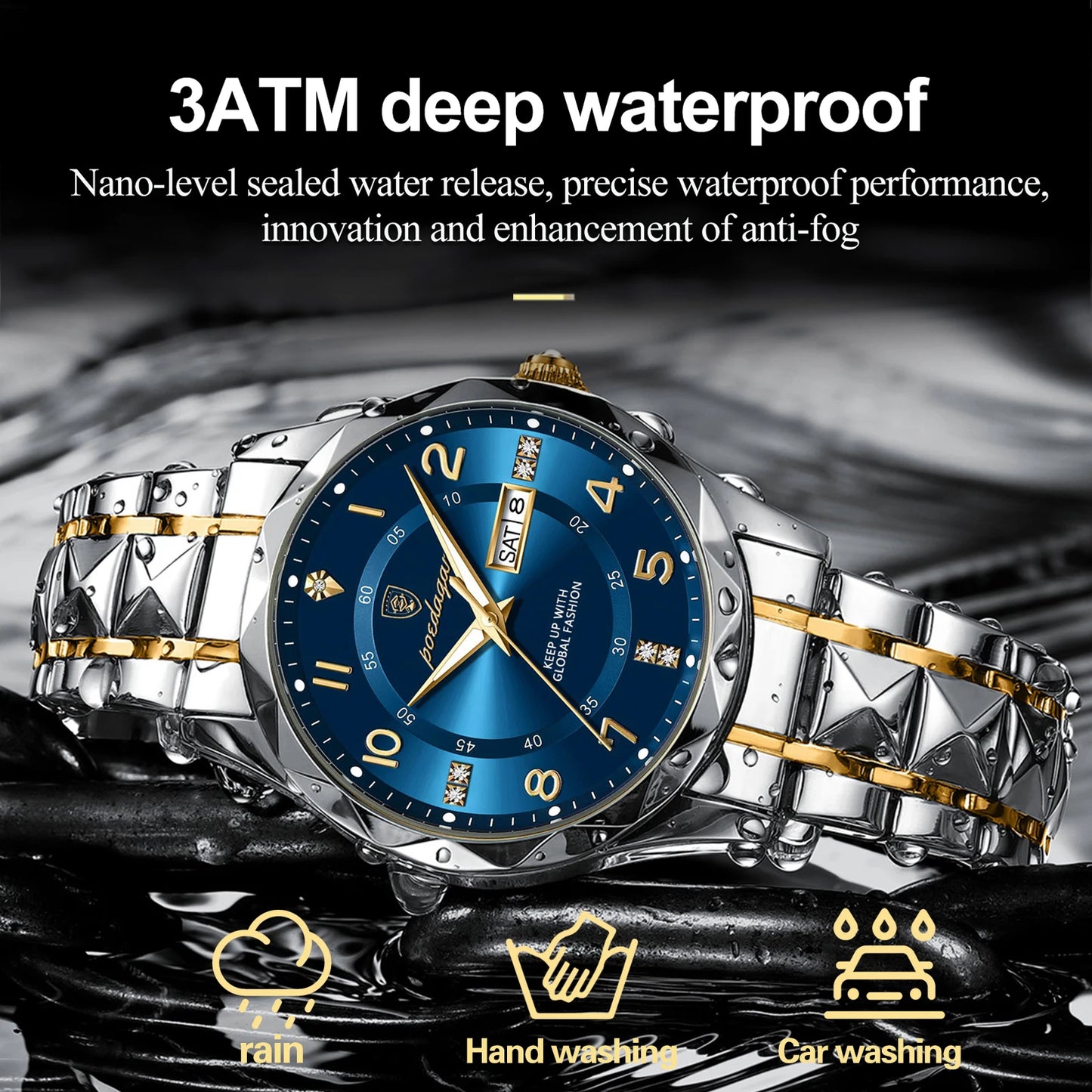 POEDAGAR Luminaire Sport Series - Stylish Waterproof Quartz Wristwatch for Men