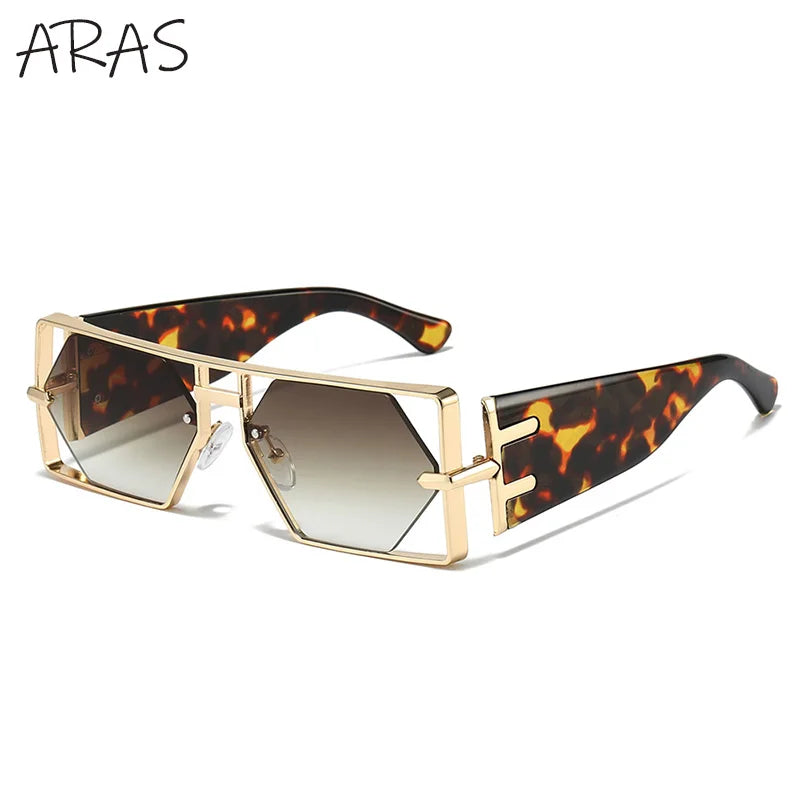 Steampunk Rectangle Sunglasses Women 2025 UV400 Shades