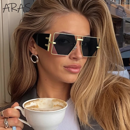 Steampunk Rectangle Sunglasses Women 2025 UV400 Shades