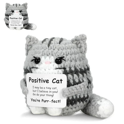 Pawsitive Energy Cat – Mini Crochet Companion with Card