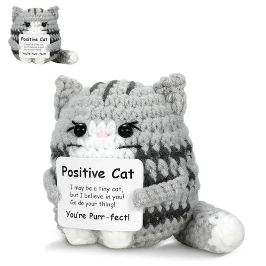 Pawsitive Energy Cat – Mini Crochet Companion with Card