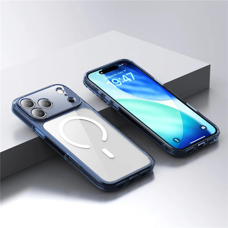 Luxury Clear Shockproof Magsafe Magnetic Case For iPhone 17 Air 17Pro 17 Pro Max Wireless Charging Shockproof Hard Back Cover