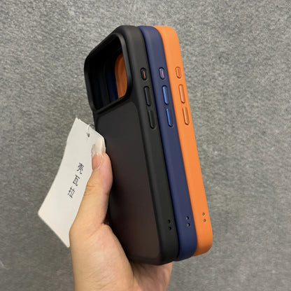 [New!] Luxury Orange Shield Matte Transparent Phone Case For iPhone 17 Pro Max 17 Pro 17 New Metal Buttons Skin Feel Shockproof Cover
