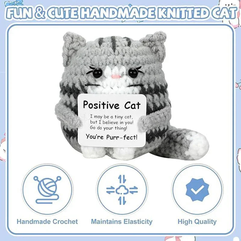 Pawsitive Energy Cat – Mini Crochet Companion with Card