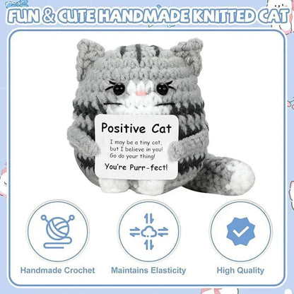 Pawsitive Energy Cat – Mini Crochet Companion with Card
