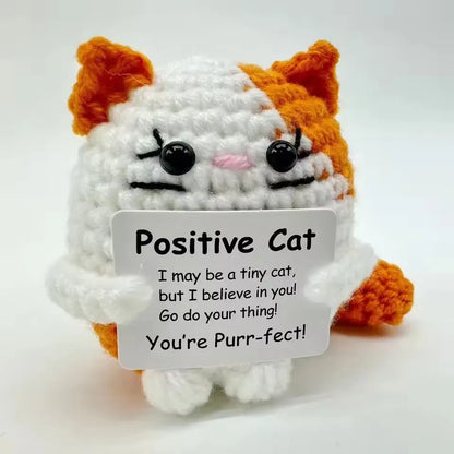 Pawsitive Energy Cat – Mini Crochet Companion with Card