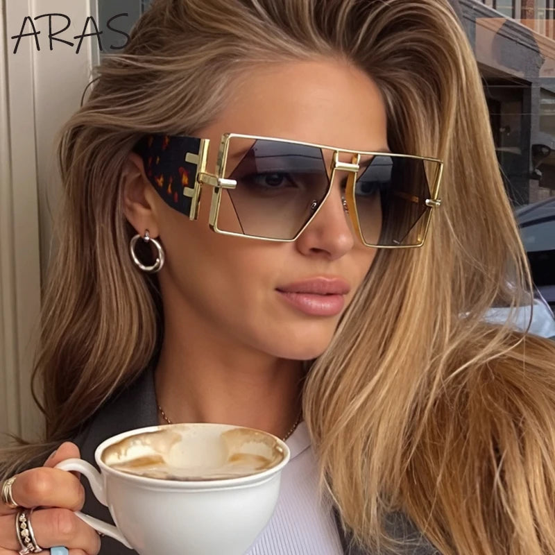 Steampunk Rectangle Sunglasses Women 2025 UV400 Shades