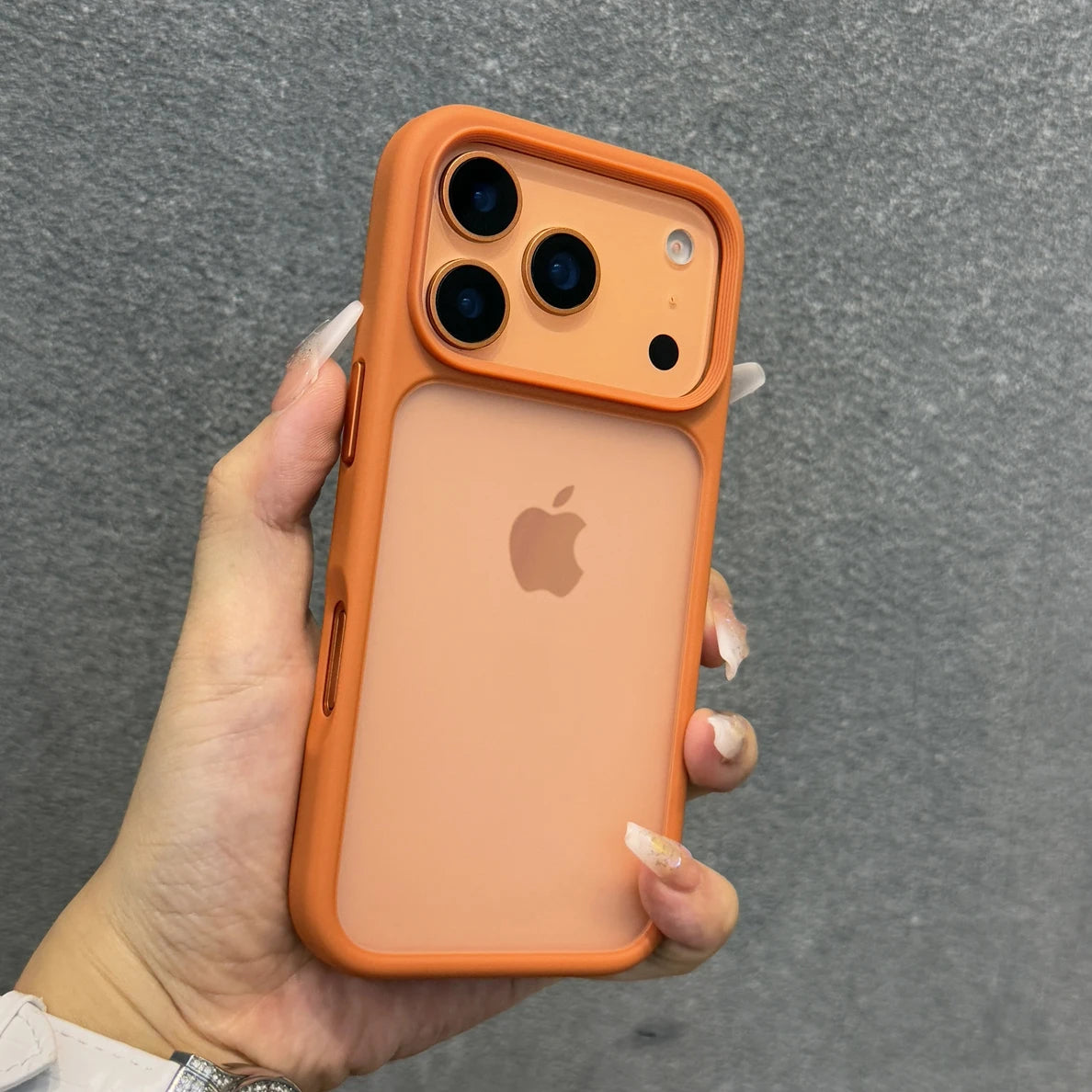 [New!] Luxury Orange Shield Matte Transparent Phone Case For iPhone 17 Pro Max 17 Pro 17 New Metal Buttons Skin Feel Shockproof Cover