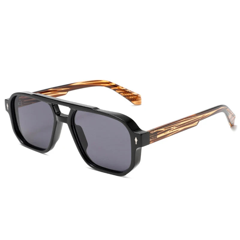 SO&EI Double Bridge Fashion Sunglasses – Square UV400 Unisex Retro Shades