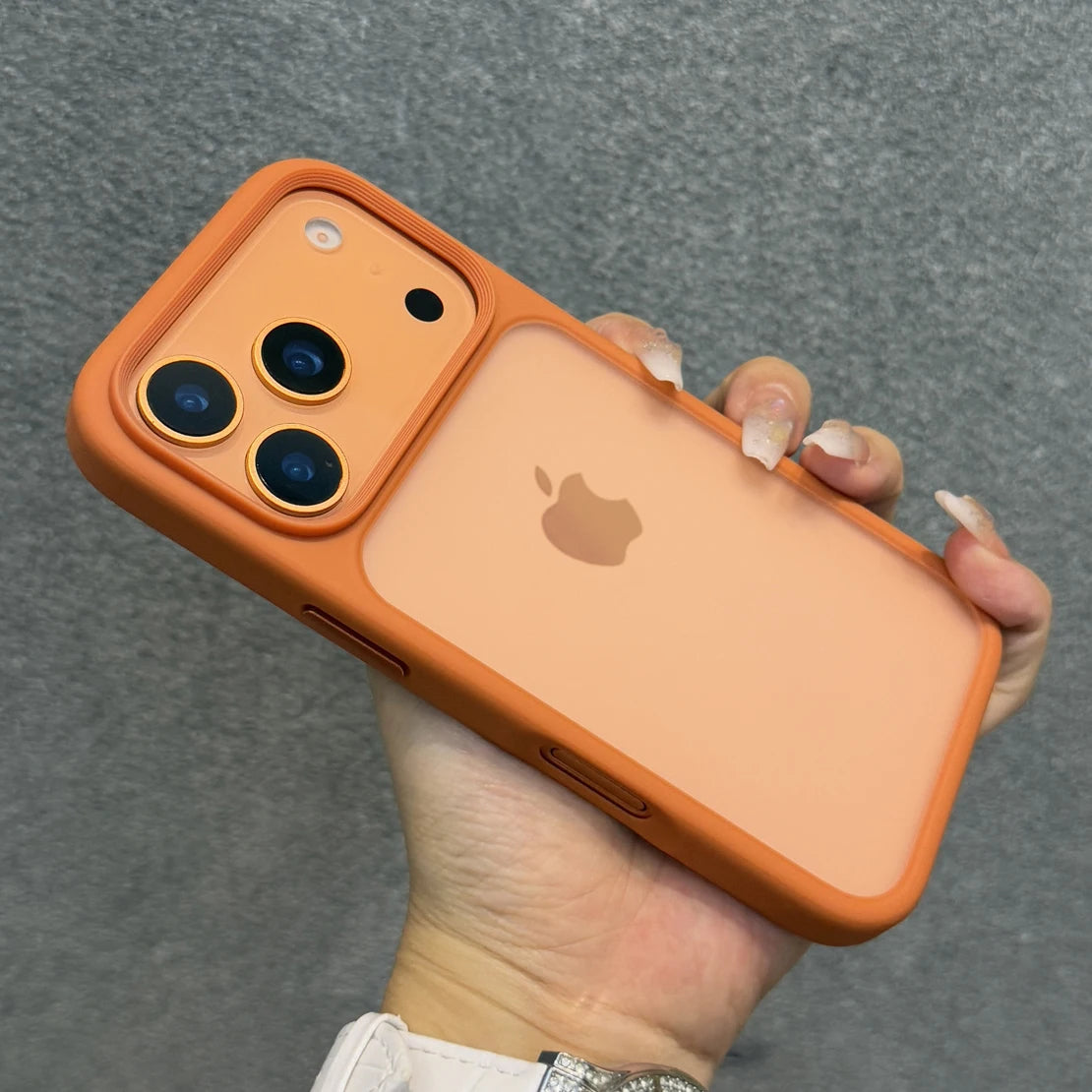 [New!] Luxury Orange Shield Matte Transparent Phone Case For iPhone 17 Pro Max 17 Pro 17 New Metal Buttons Skin Feel Shockproof Cover