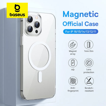 Baseus MagSafe Clear Case for iPhone 16/15/14/13 Models – Slim, Magnetic, Wireless Charging Compatible