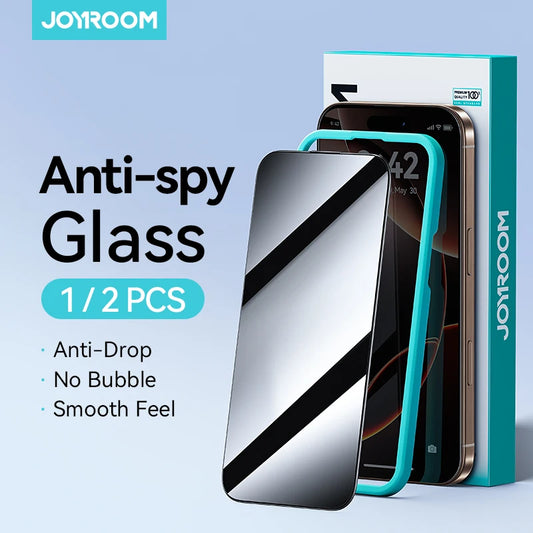 Joyroom 1/2Pcs Anti-spy Glass For iPhone 17 16 15 14 Pro Max Glass For iPhone 17 16 15 14 13 12 Pro Max Privacy Screen Protector