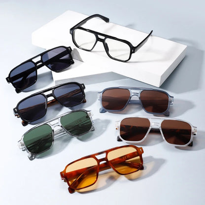 SO&EI Double Bridge Fashion Sunglasses – Square UV400 Unisex Retro Shades