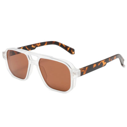 SO&EI Double Bridge Fashion Sunglasses – Square UV400 Unisex Retro Shades