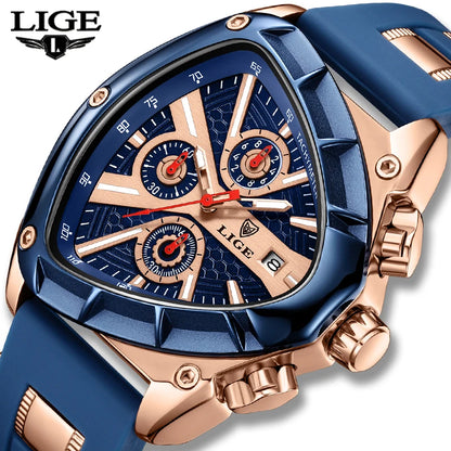 LIGE Sports Triangle Men's Watch: Irregular Military Fashion