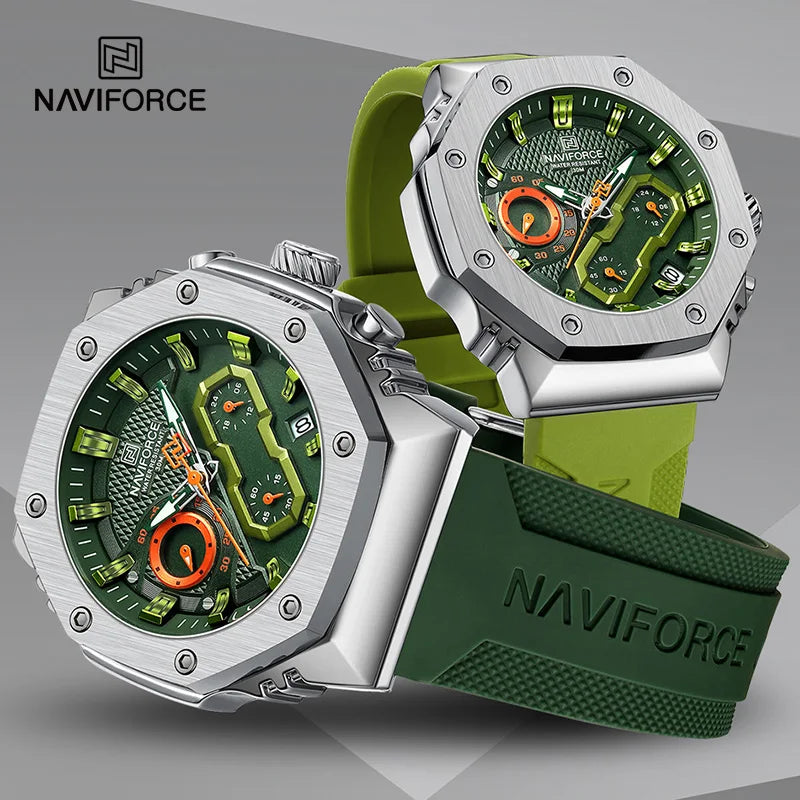 NAVIFORCE NF8035 Quartz Chronograph Watch: New Soft Silicone Sport Watches (Couple Wristwatches)