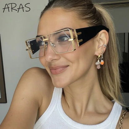 Steampunk Rectangle Sunglasses Women 2025 UV400 Shades