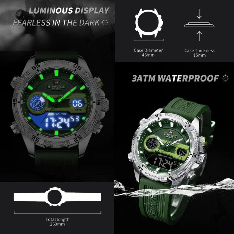 NAVIFORCE NF9223 Wild Sport: Men's Dual Display Quartz Watch