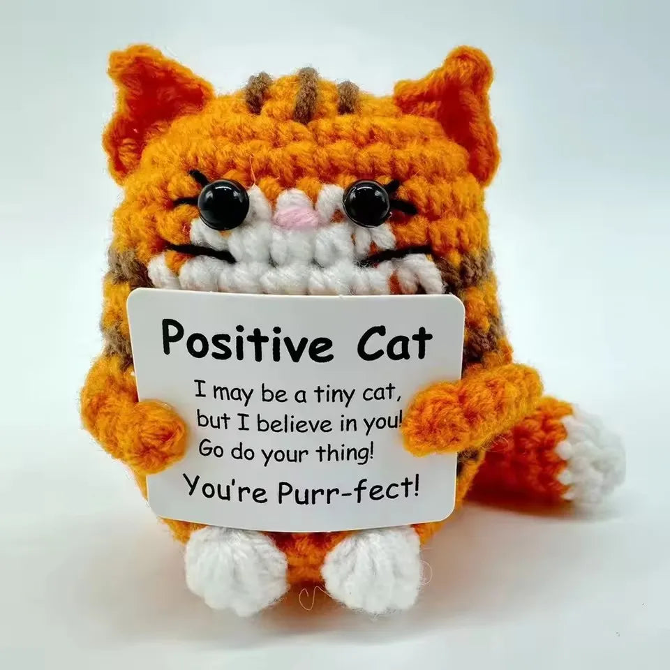 Pawsitive Energy Cat – Mini Crochet Companion with Card