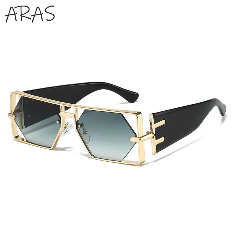 Steampunk Rectangle Sunglasses Women 2025 UV400 Shades