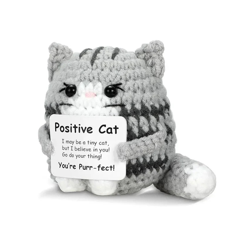Pawsitive Energy Cat – Mini Crochet Companion with Card