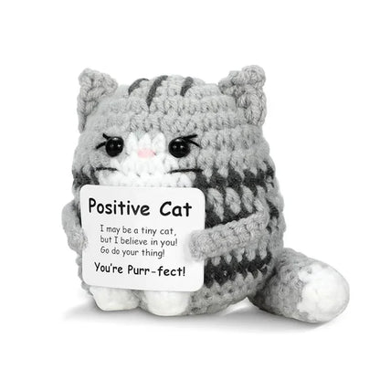 Pawsitive Energy Cat – Mini Crochet Companion with Card