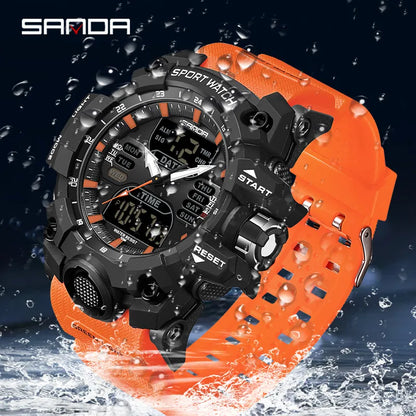 New 2024 Sanda 6126 Electronic Sports Watch - Waterproof, Simple Nightlight, Single Display