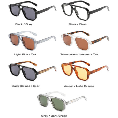 SO&EI Double Bridge Fashion Sunglasses – Square UV400 Unisex Retro Shades