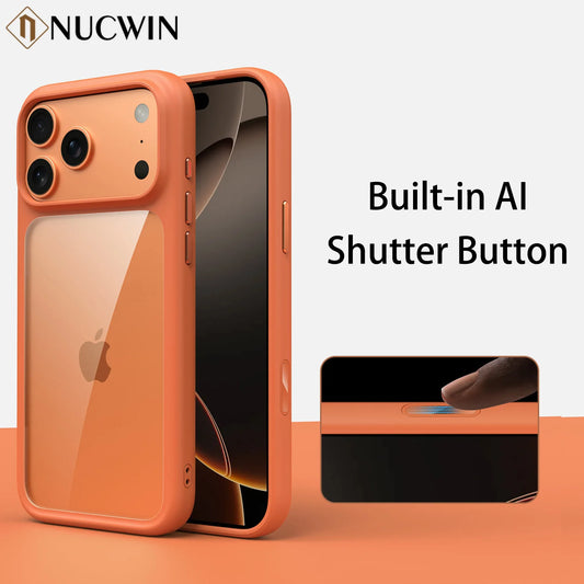[New!] Luxury Orange Shield Matte Transparent Phone Case For iPhone 17 Pro Max 17 Pro 17 New Metal Buttons Skin Feel Shockproof Cover